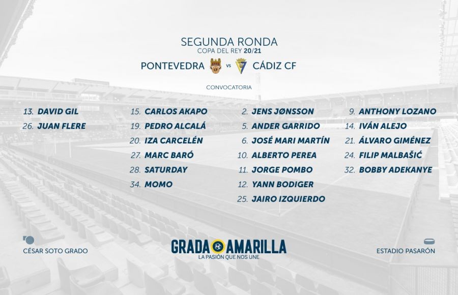 Convocatoria de Álvaro Cervera para el Pontevedra - Cádiz CF