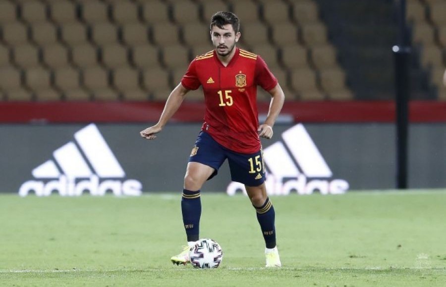 Víctor Chus en su debut con la Selección sub 21 ayer
