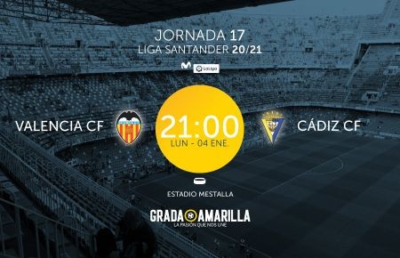 El primer encuentro del año para el Cádiz frente al Valencia y en lunes