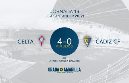 El Cádiz incapaz de parar a un Celta con Aspas en estado de gracia