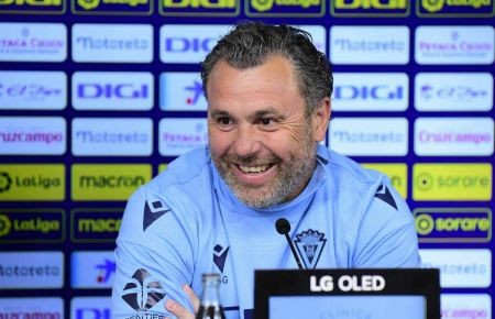Sergio González durante la rueda de prensa de ayer previa a la visita a Cornellá